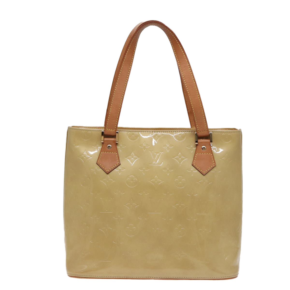 LOUIS VUITTON Monogram Vernis Houston Hand Bag Beige M91004 LV Auth ep4743