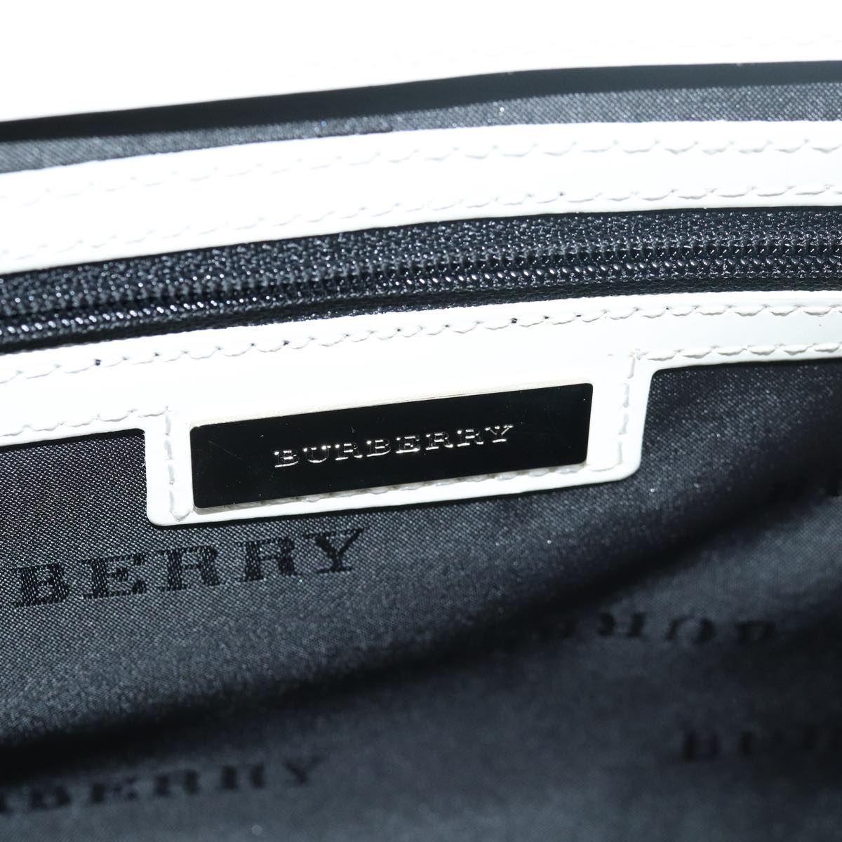 BURBERRY Nova Check Hand Bag Enamel White Auth ep4744