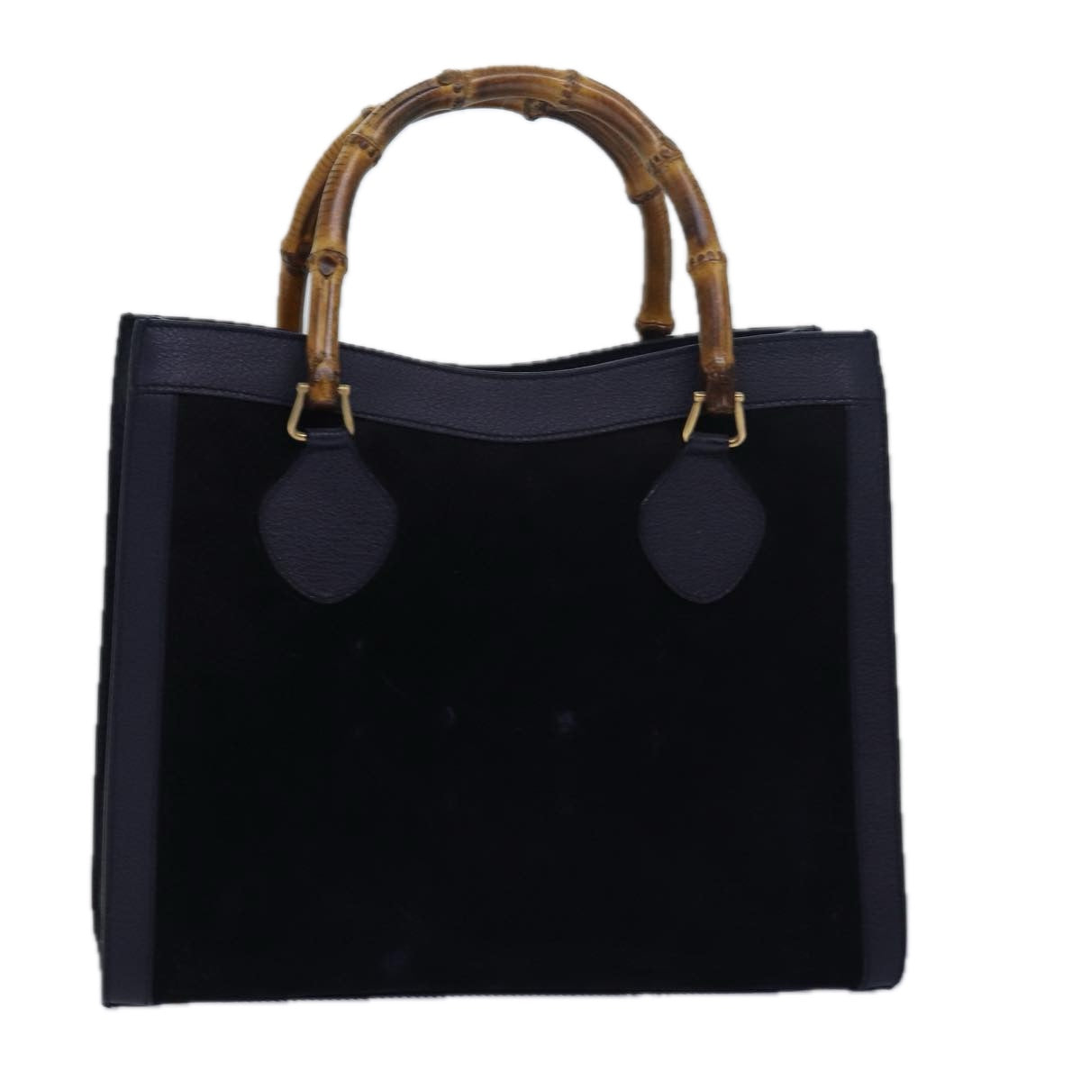 GUCCI Bamboo Hand Bag Suede Navy 002 123 0260 Auth ep4750