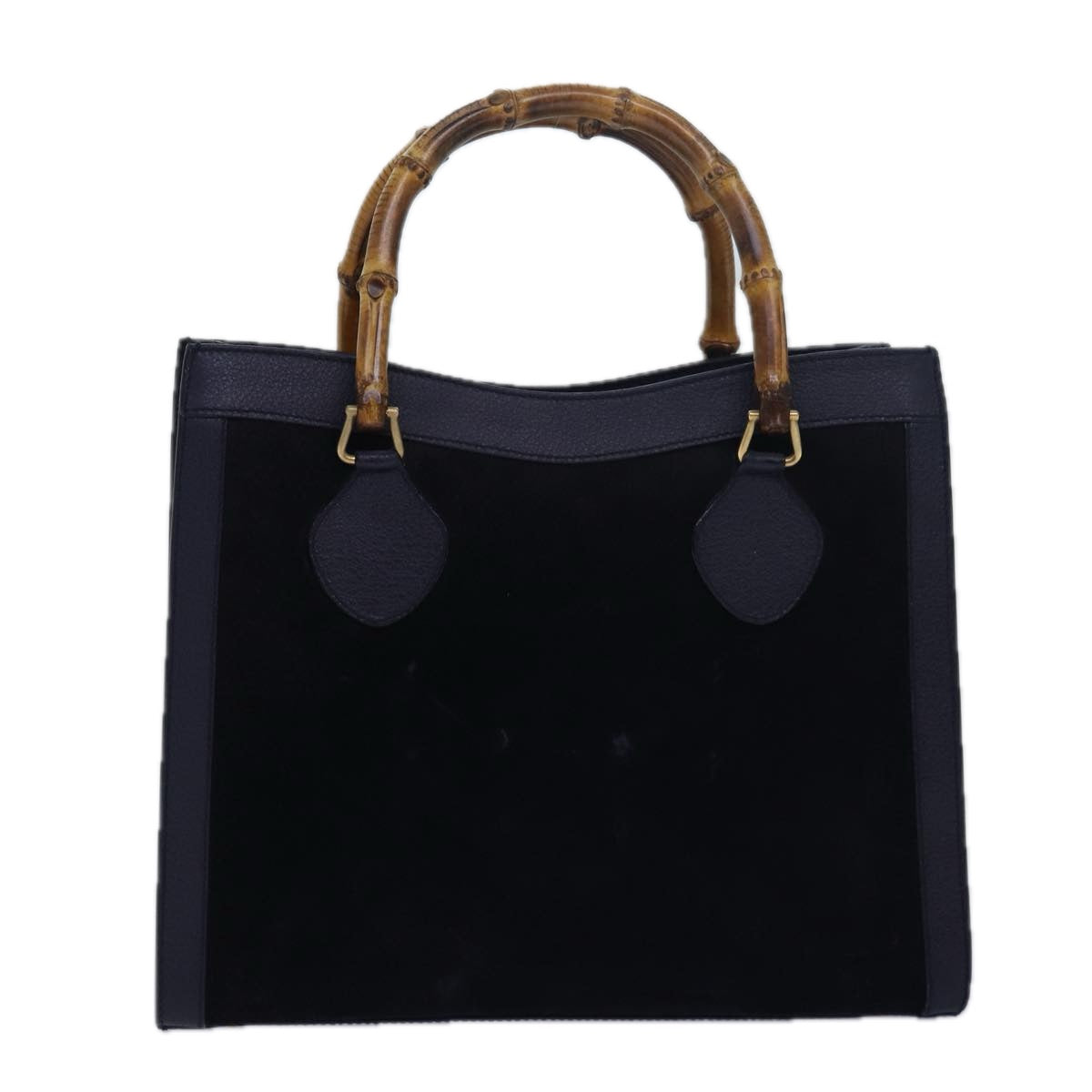 GUCCI Bamboo Hand Bag Suede Navy 002 123 0260 Auth ep4750