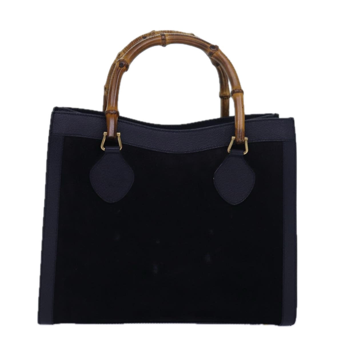 GUCCI Bamboo Hand Bag Suede Navy 002 123 0260 Auth ep4750