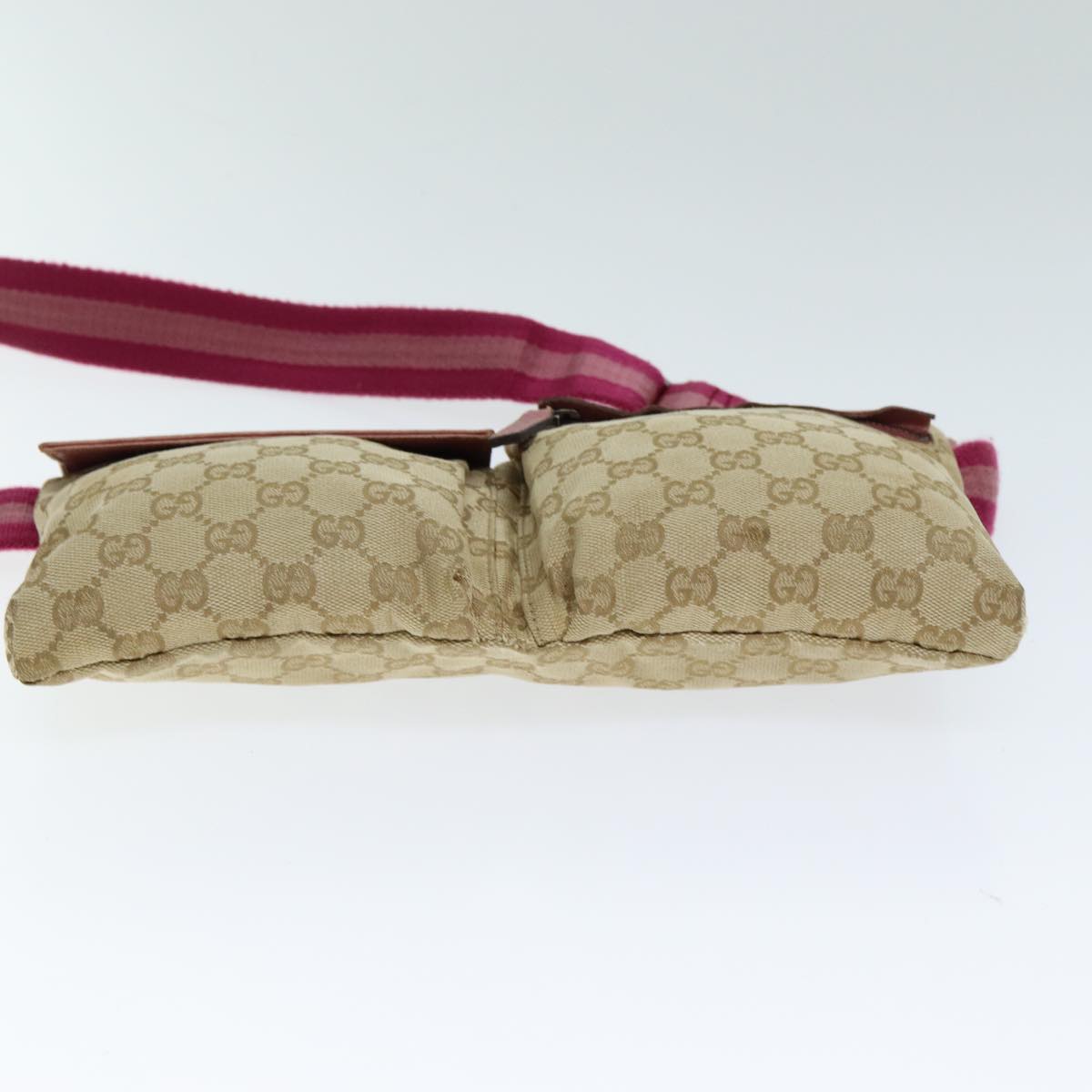 GUCCI GG Canvas Sherry Line Waist bag Beige Pink 28566 Auth ep4752