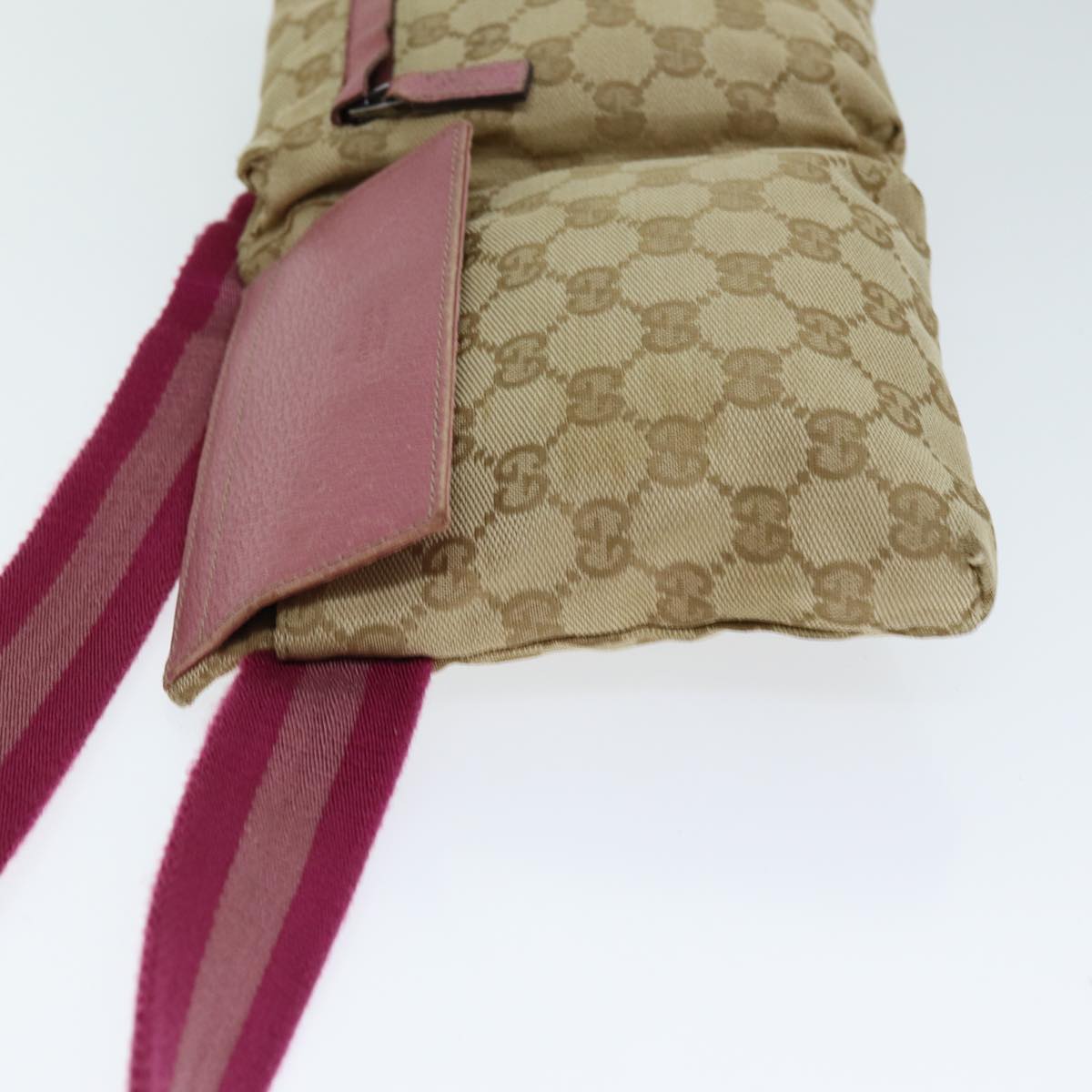 GUCCI GG Canvas Sherry Line Waist bag Beige Pink 28566 Auth ep4752