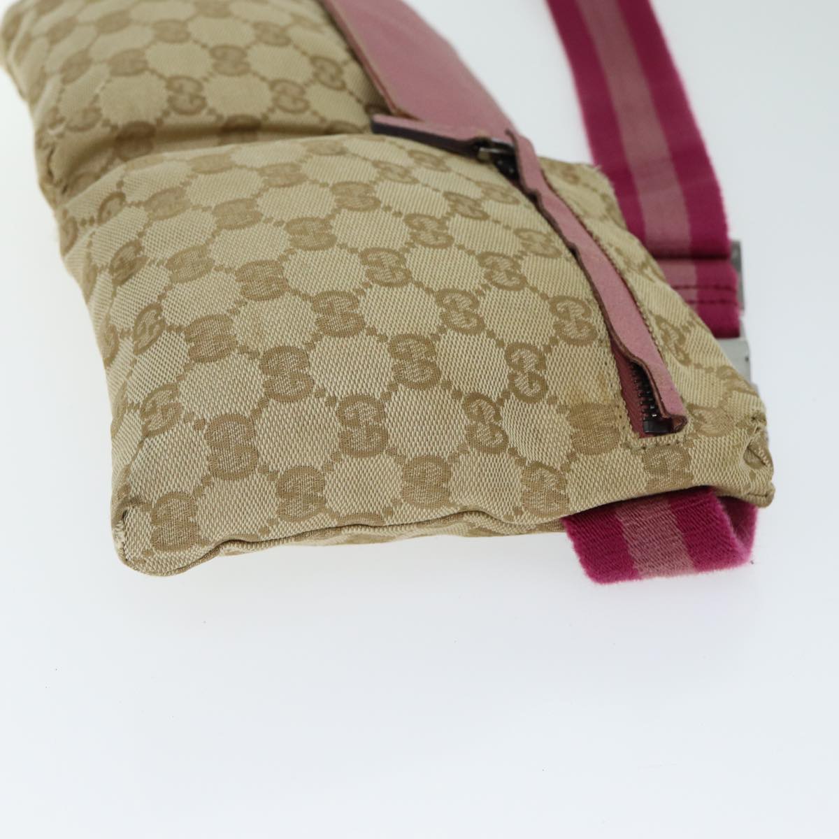 GUCCI GG Canvas Sherry Line Waist bag Beige Pink 28566 Auth ep4752