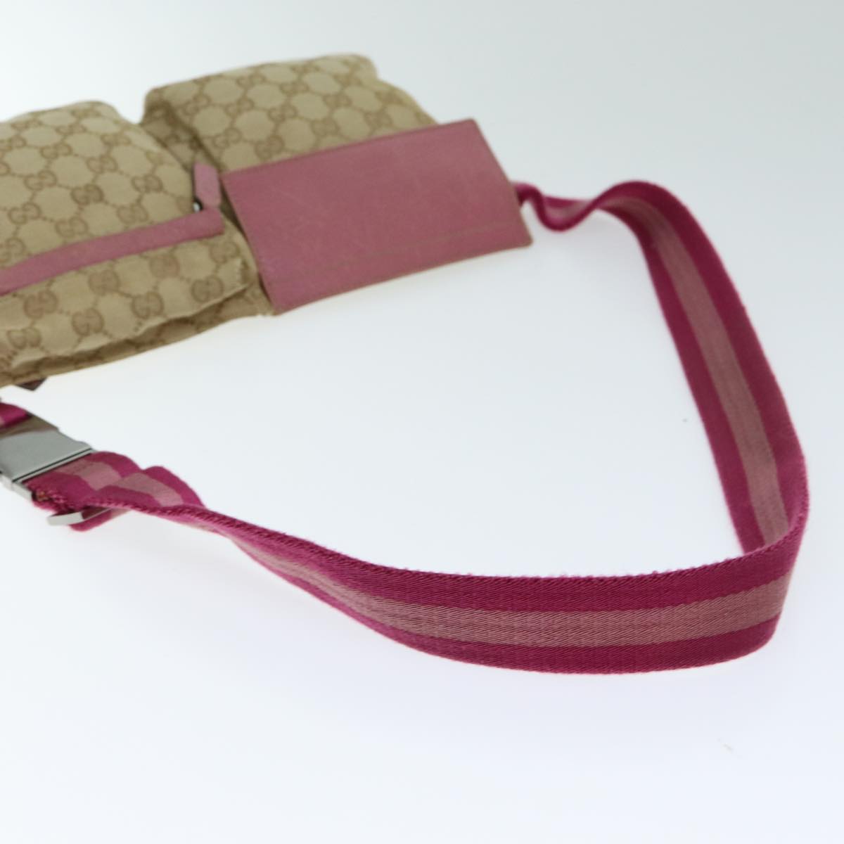 GUCCI GG Canvas Sherry Line Waist bag Beige Pink 28566 Auth ep4752