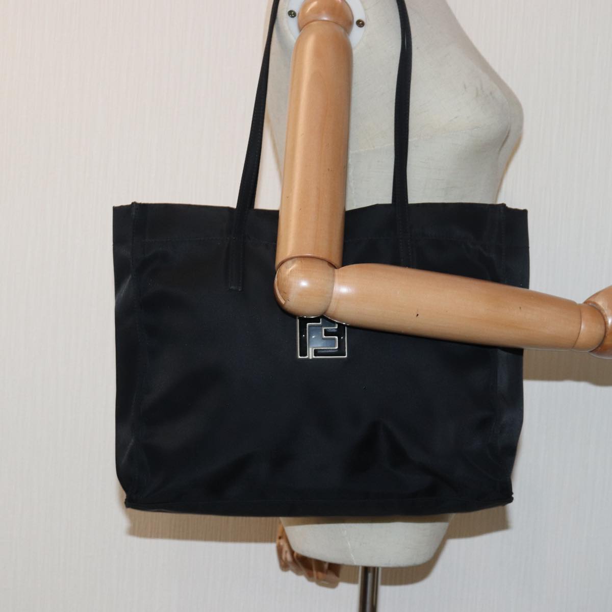 FENDI Tote Bag Nylon Black Auth ep4780