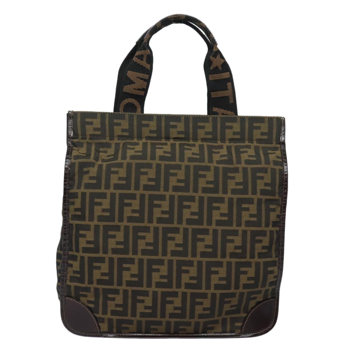 FENDI Zucca Canvas Tote Bag Brown Black Auth ep4791 - 0