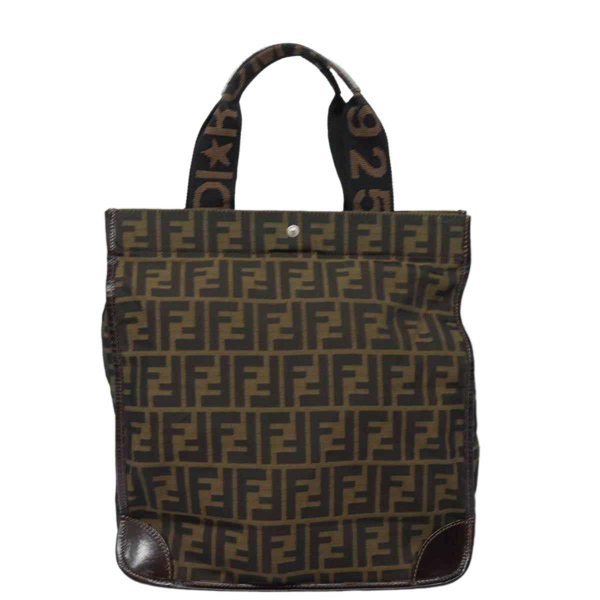 FENDI Zucca Canvas Tote Bag Brown Black Auth ep4791