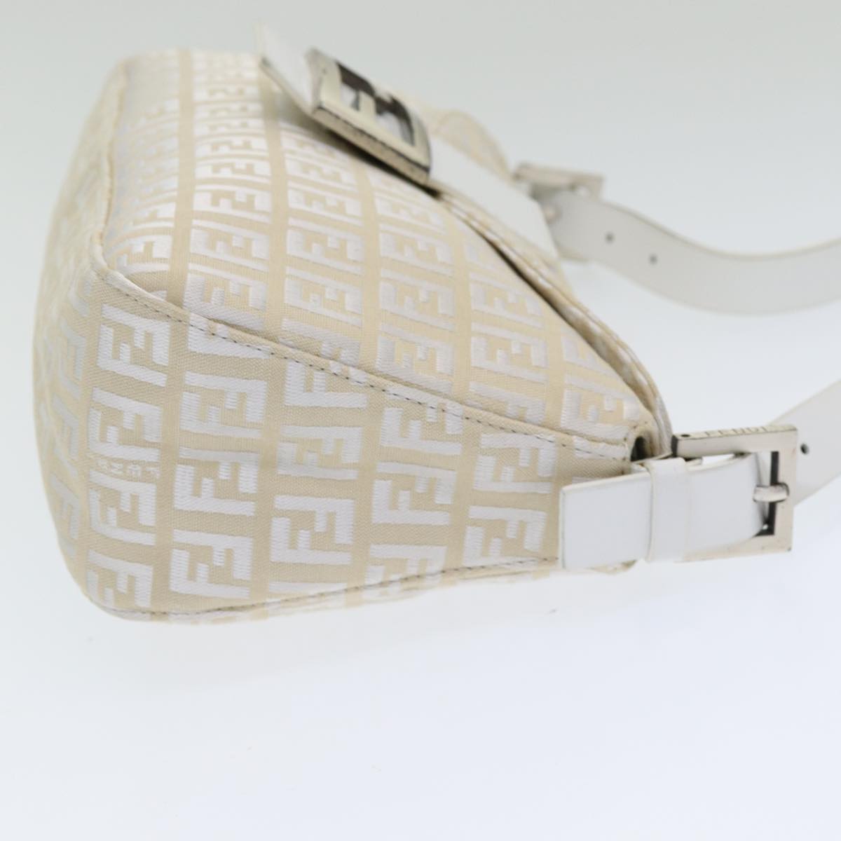 FENDI Zucchino Canvas Mamma Baguette Shoulder Bag Beige Auth ep4792