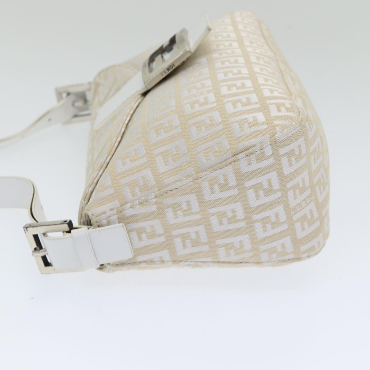 FENDI Zucchino Canvas Mamma Baguette Shoulder Bag Beige Auth ep4792