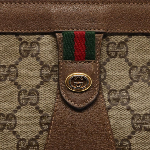 GUCCI GG Supreme Web Sherry Line Clutch Bag PVC Beige Red 89 01 033 Auth ep4795