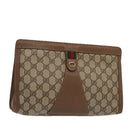 GUCCI GG Supreme Web Sherry Line Clutch Bag PVC Beige Red 89 01 033 Auth ep4795-1