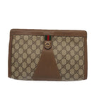 GUCCI GG Supreme Web Sherry Line Clutch Bag PVC Beige Red 89 01 033 Auth ep4795-13