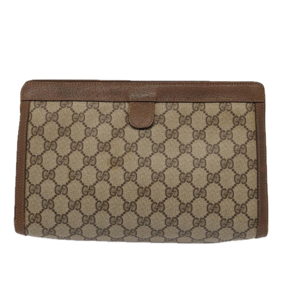 GUCCI GG Supreme Web Sherry Line Clutch Bag PVC Beige Red 89 01 033 Auth ep4795