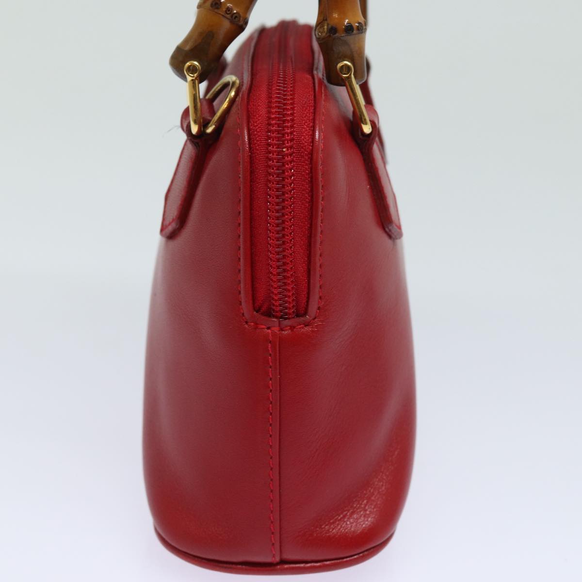 GUCCI Bamboo Hand Bag Leather 2way Red 007 1014 0231 Auth ep4811