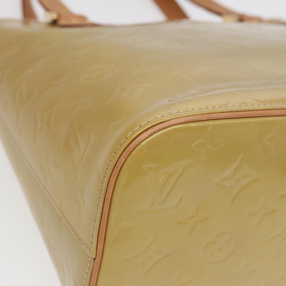 LOUIS VUITTON Monogram Vernis Houston Hand Bag Beige M91004 LV Auth ep4812