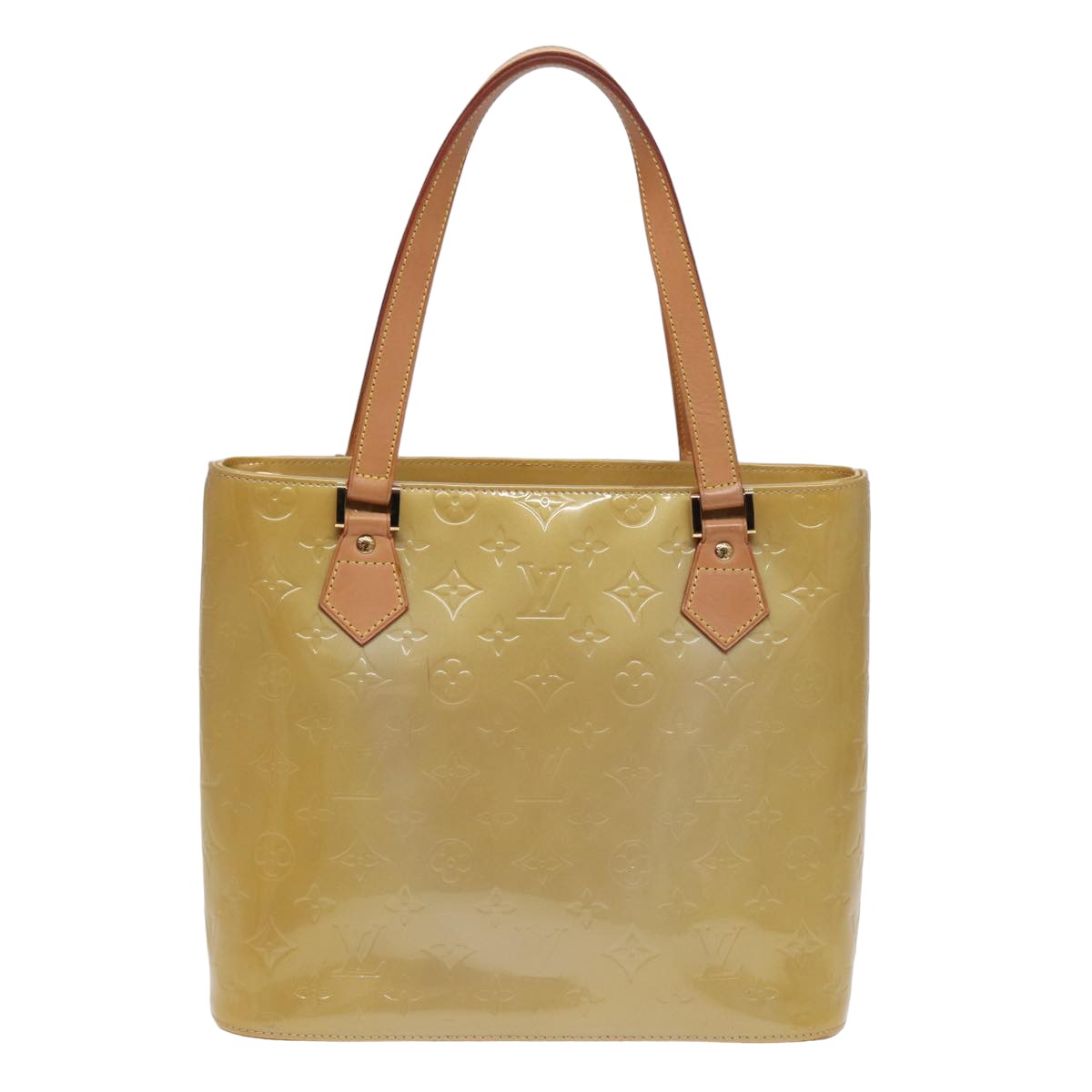 LOUIS VUITTON Monogram Vernis Houston Hand Bag Beige M91004 LV Auth ep4812