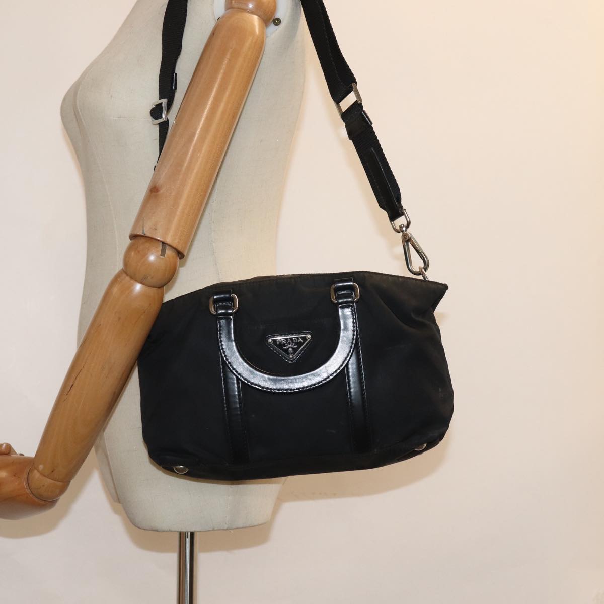 PRADA Hand Bag Nylon 2way Black Auth ep4825