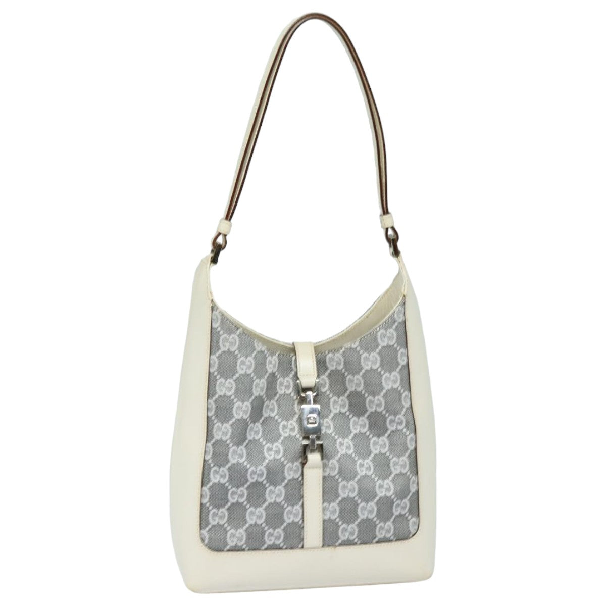 GUCCI GG Canvas Jackie Shoulder Bag Silver 001 3876 Auth ep4837