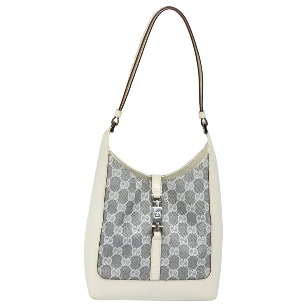 GUCCI GG Canvas Jackie Shoulder Bag Silver 001 3876 Auth ep4837