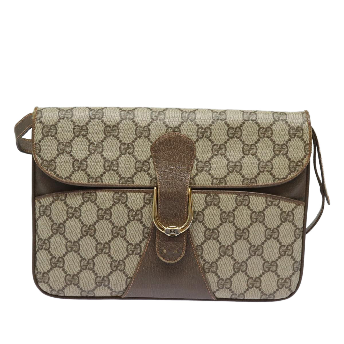 GUCCI GG Supreme Shoulder Bag PVC Beige Auth ep4841