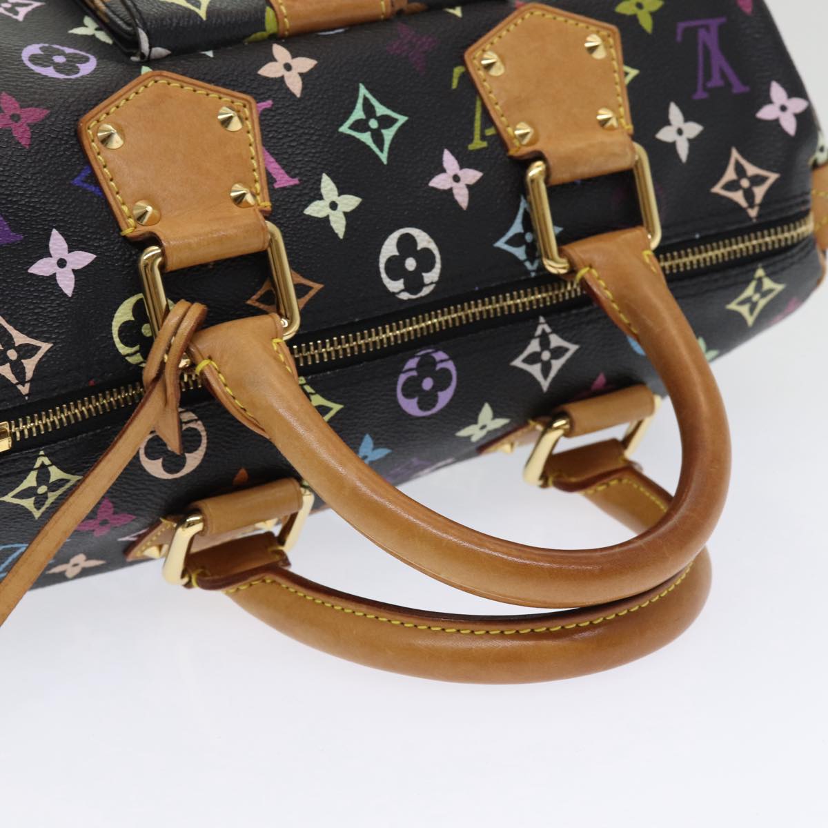 LOUIS VUITTON Monogram Multicolor Speedy 30 Hand Bag Black M92642 LV Auth ep4868