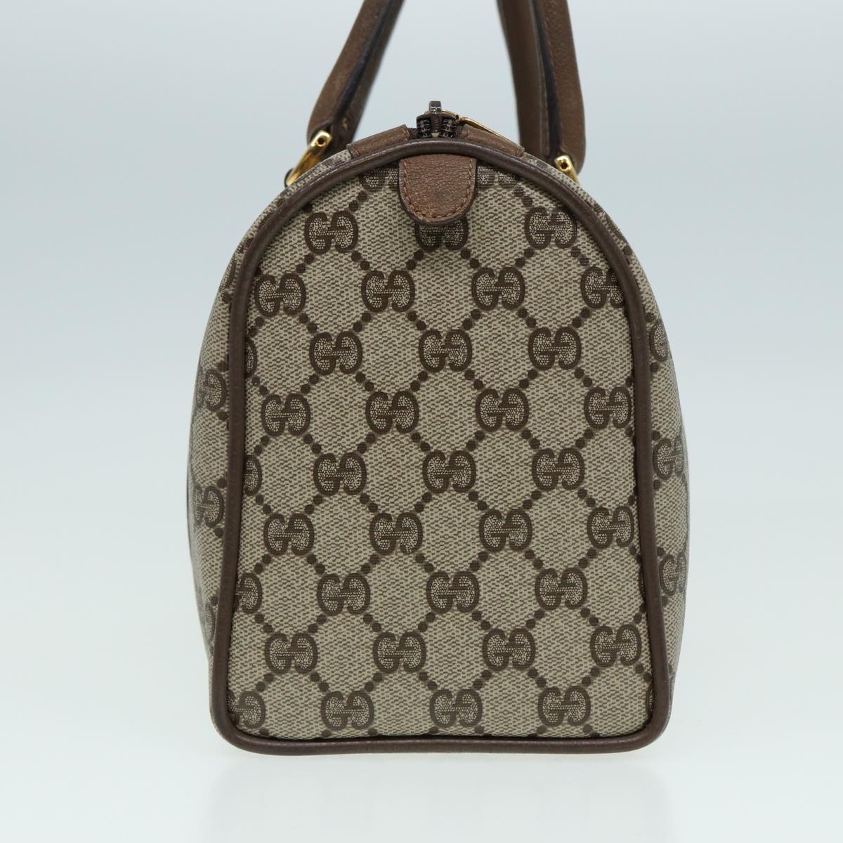 GUCCI GG Supreme Web Sherry Line Boston Bag PVC Beige 116 02 006 Auth ep4871