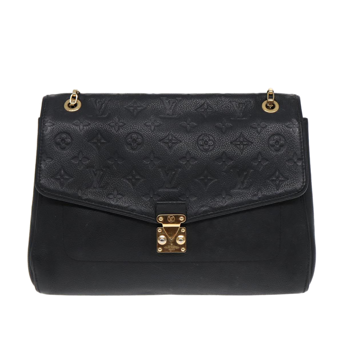 LOUIS VUITTON Monogram Empreinte Saint-Germain MM Bag Black M48933 Auth ep4872