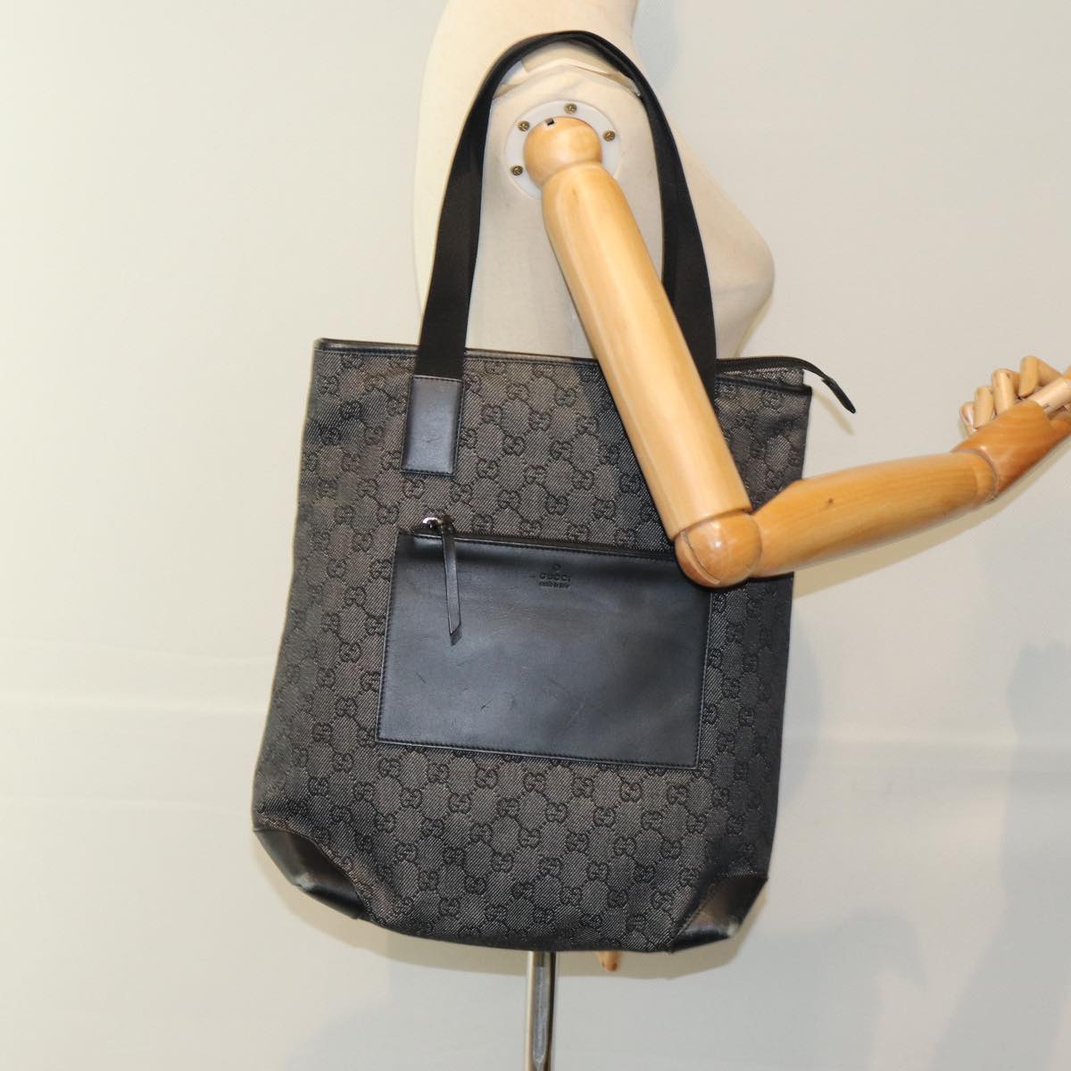 GUCCI GG Canvas Tote Bag Black 28892 Auth ep4884