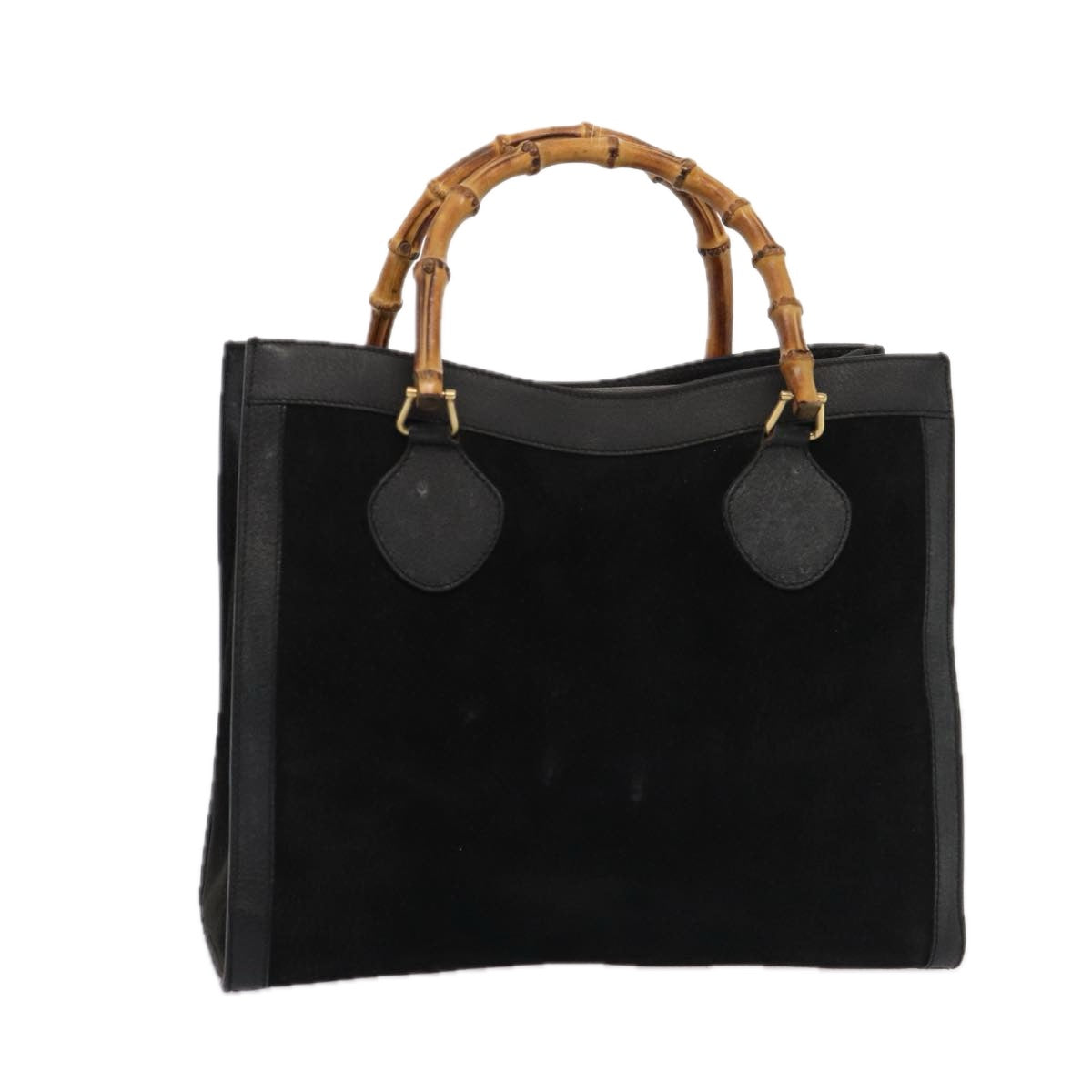 GUCCI Bamboo Hand Bag Suede Black 002 2865 0260 Auth ep4887