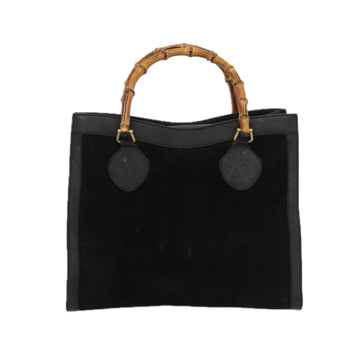 GUCCI Bamboo Hand Bag Suede Black 002 2865 0260 Auth ep4887