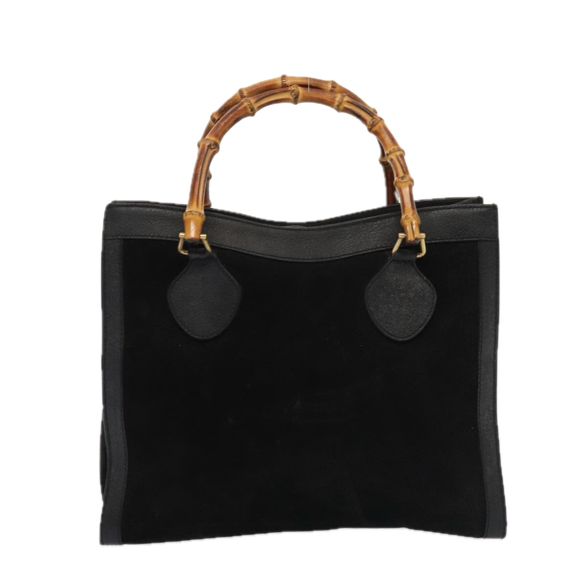 GUCCI Bamboo Hand Bag Suede Black 002 2865 0260 Auth ep4887