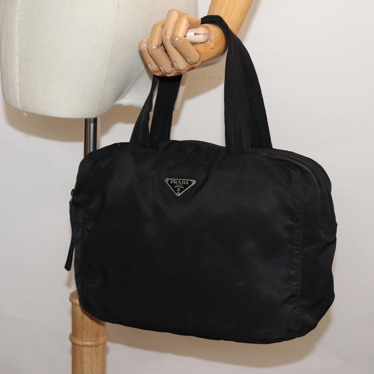 PRADA Hand Bag Nylon Black Auth ep4889