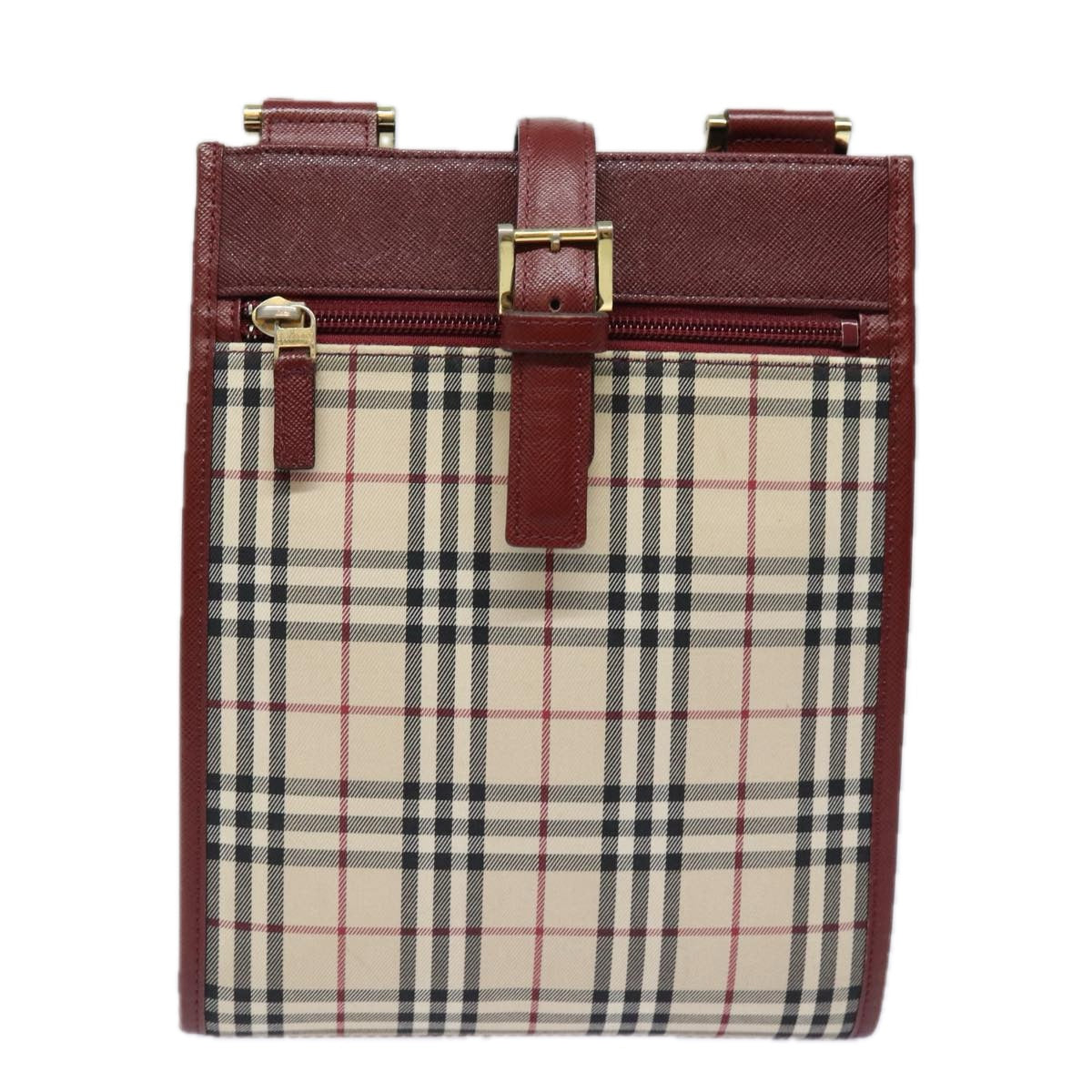 BURBERRY Nova Check Shoulder Bag Canvas Beige Auth ep4903