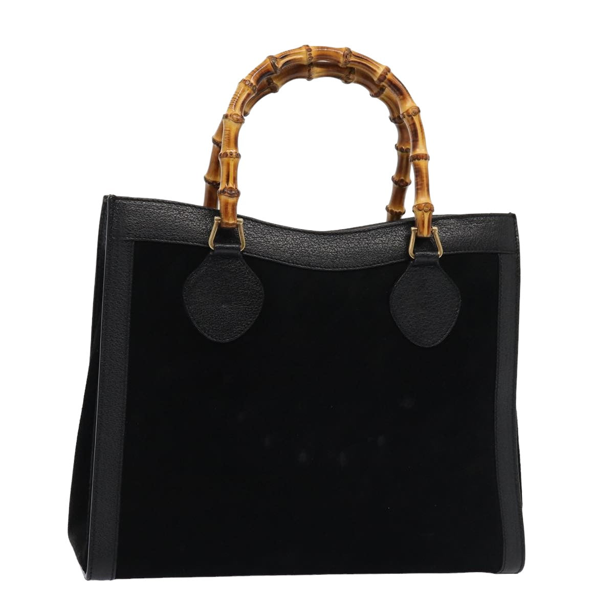 GUCCI Bamboo Hand Bag Suede Black 002 1186 0260 Auth ep4906