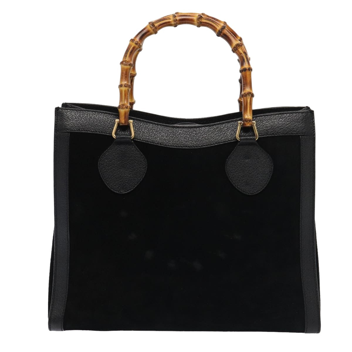 GUCCI Bamboo Hand Bag Suede Black 002 1186 0260 Auth ep4906 - 0