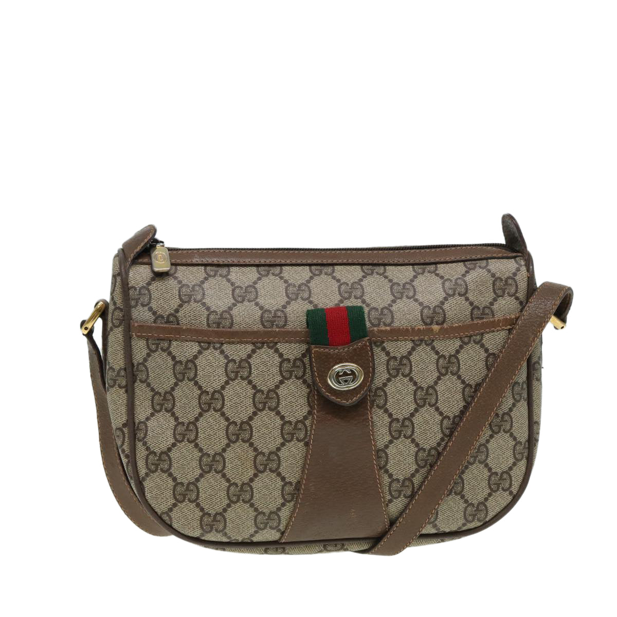 GUCCI GG Supreme Web Sherry Line Shoulder Bag PVC Beige 89 02 032 Auth ep4914