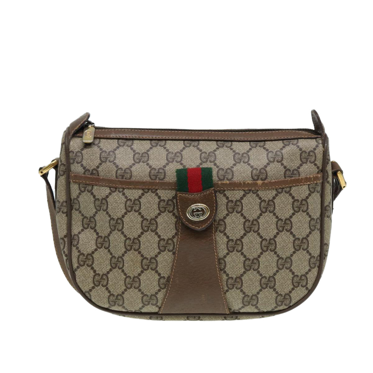 GUCCI GG Supreme Web Sherry Line Shoulder Bag PVC Beige 89 02 032 Auth ep4914