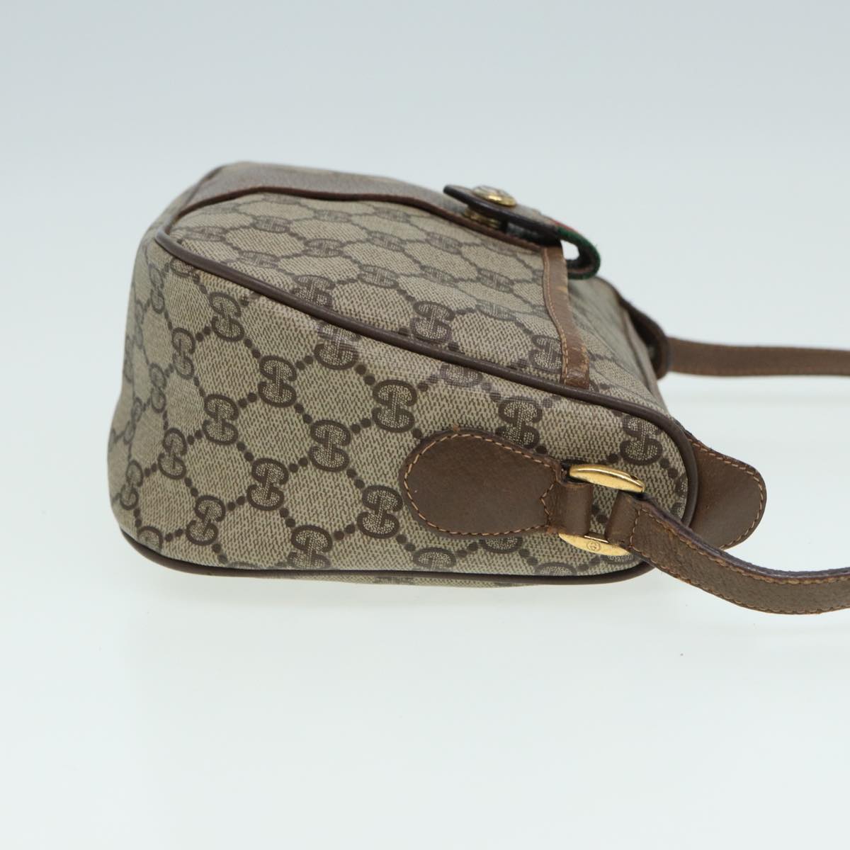 GUCCI GG Supreme Web Sherry Line Shoulder Bag PVC Beige 89 02 032 Auth ep4914