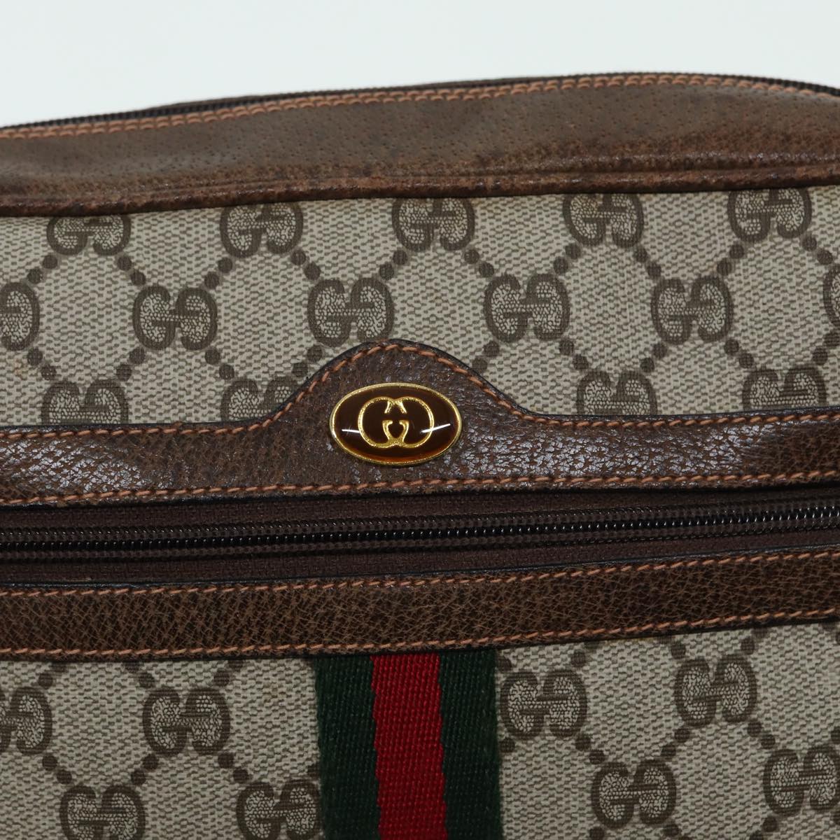 GUCCI GG Supreme Web Sherry Line Shoulder Bag PVC Beige Red 010 378 Auth ep4916