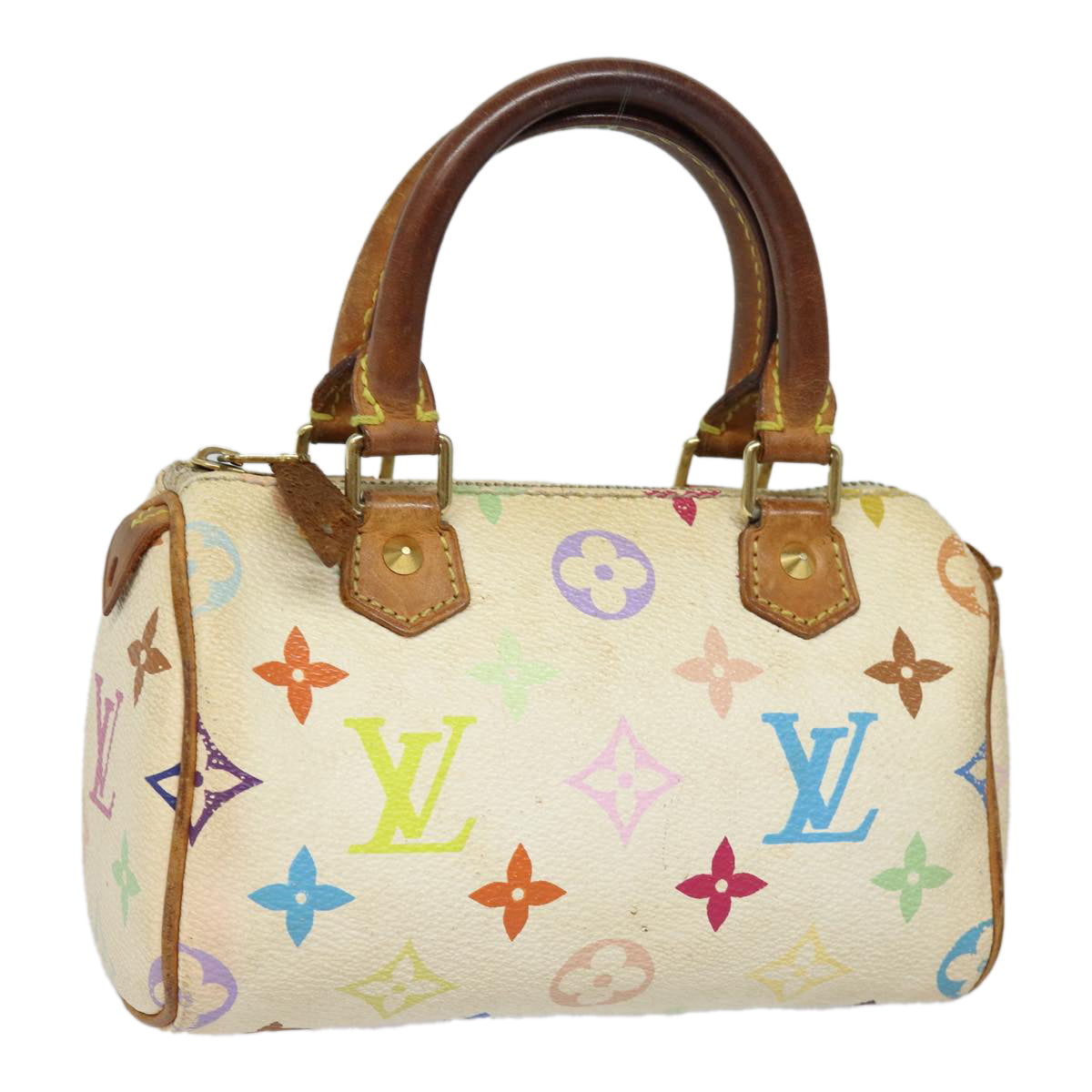 LOUIS VUITTON Monogram Multicolor Mini Speedy Hand Bag White M92645 Auth ep4917