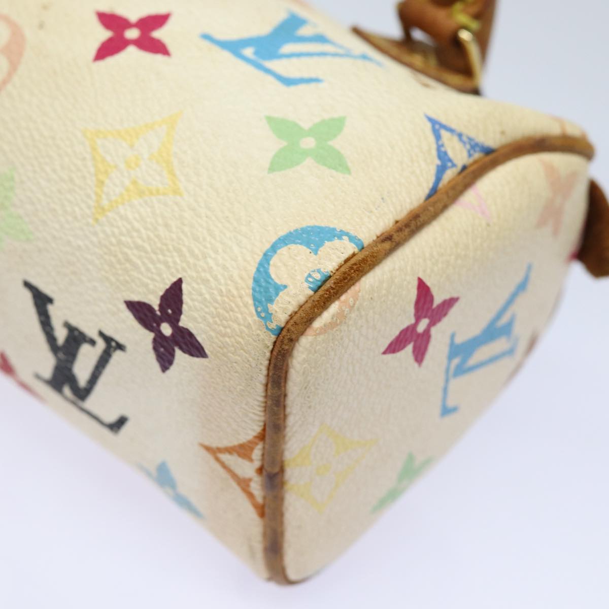 LOUIS VUITTON Monogram Multicolor Mini Speedy Hand Bag White M92645 Auth ep4917