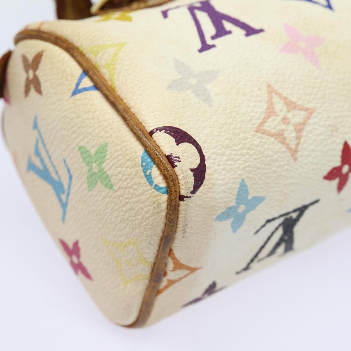 LOUIS VUITTON Monogram Multicolor Mini Speedy Hand Bag White M92645 Auth ep4917