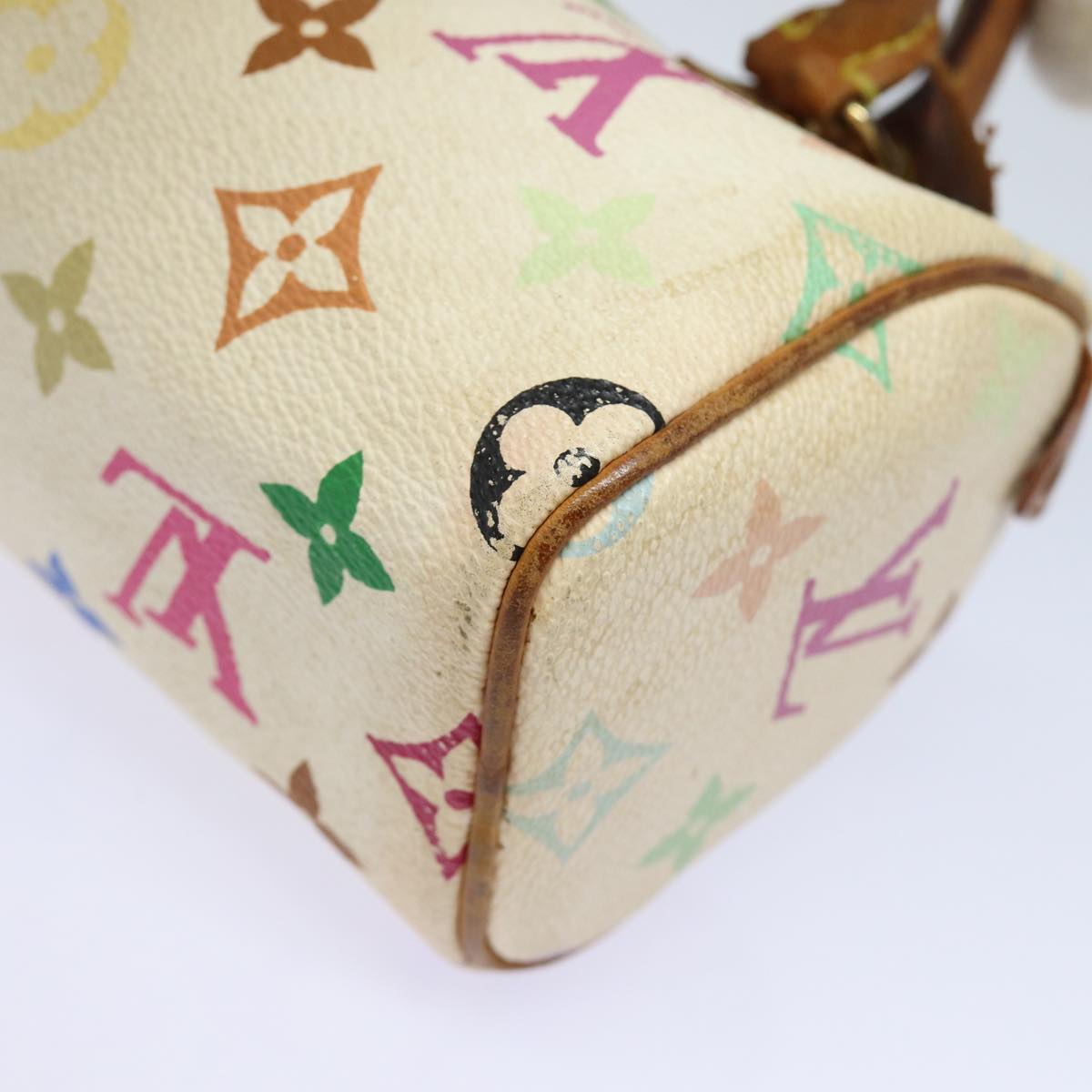 LOUIS VUITTON Monogram Multicolor Mini Speedy Hand Bag White M92645 Auth ep4917