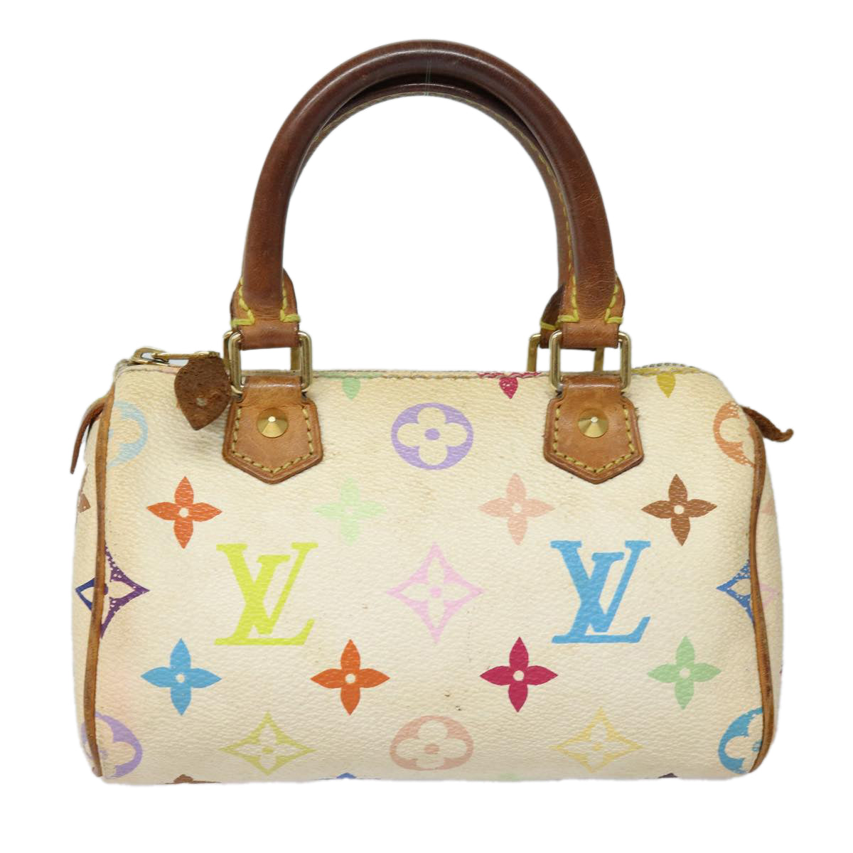 LOUIS VUITTON Monogram Multicolor Mini Speedy Hand Bag White M92645 Auth ep4917