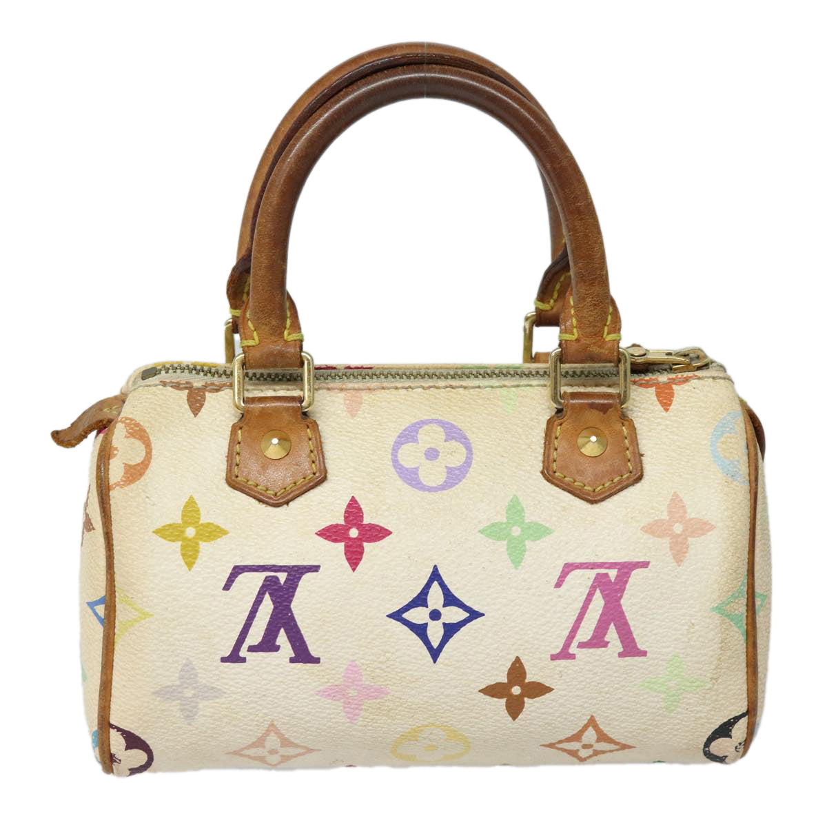 LOUIS VUITTON Monogram Multicolor Mini Speedy Hand Bag White M92645 Auth ep4917