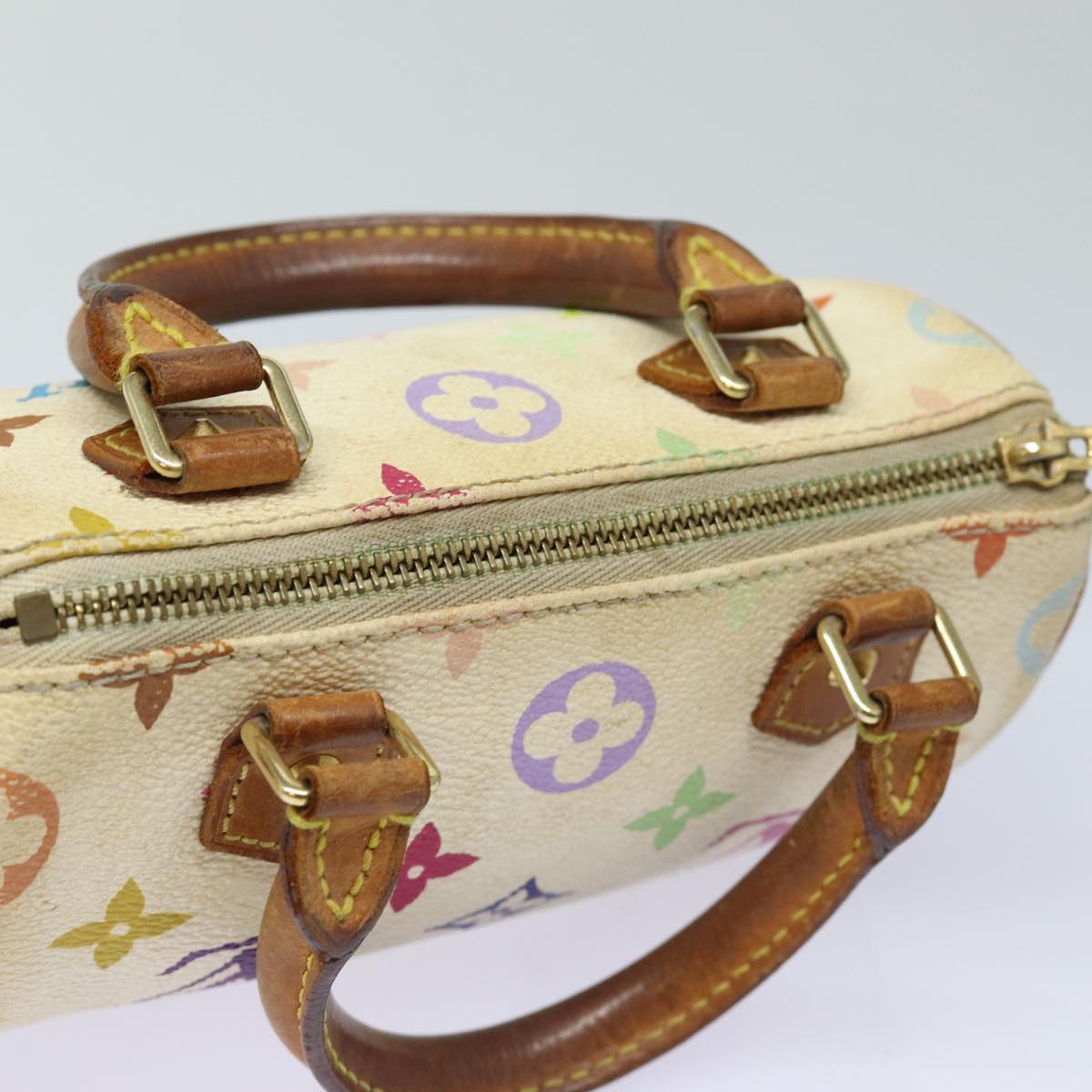 LOUIS VUITTON Monogram Multicolor Mini Speedy Hand Bag White M92645 Auth ep4917