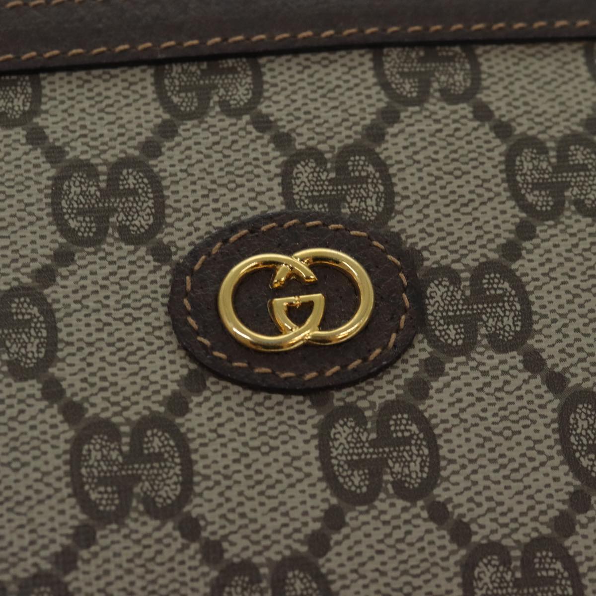 GUCCI GG Supreme Clutch Bag PVC Leather Beige 014 122 Auth ep4918