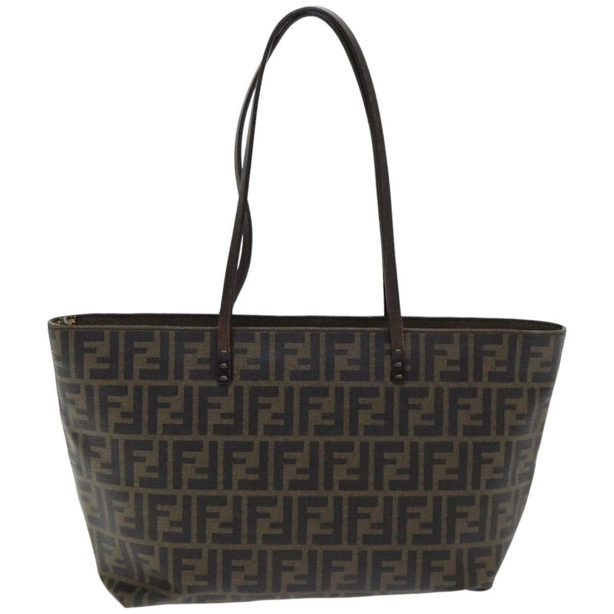 FENDI Zucca Canvas Tote Bag Brown Black Auth ep4925 - 0