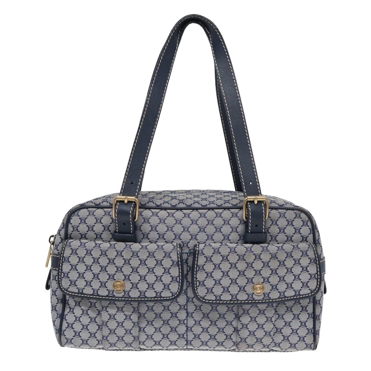 CELINE Macadam Canvas Hand Bag Navy Auth ep4926